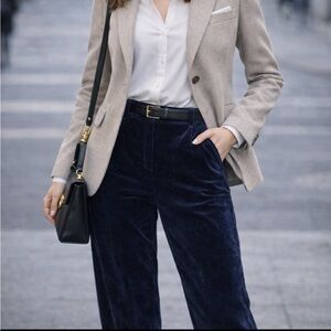 Brooks Brothers Velvet Cotton Navy Straight Leg Pants Business Casual Old Money